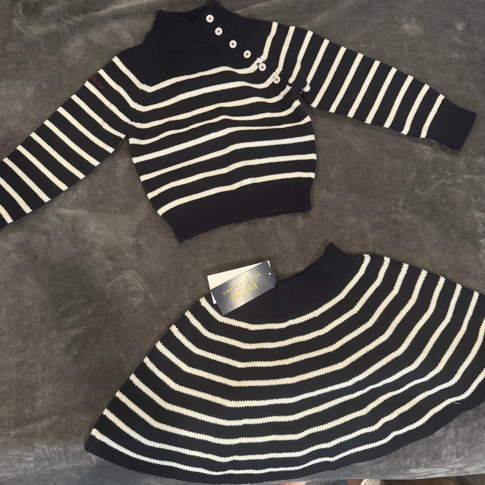 Polo by Ralph Lauren Navy and White Striped Kids Matching Set